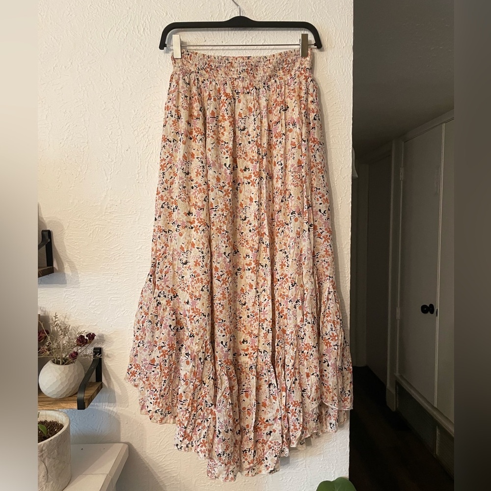 Free People Pretty Daze Ivory Floral Print Maxi Skirt - Picture 5 of 9